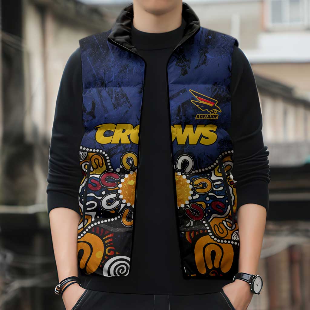 Personalized Adelaide Crows Sleeveless Puffer Jacket Aboriginal Dot Painting Graffiti Style