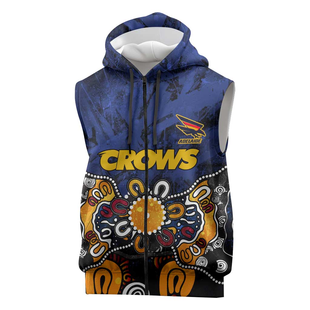 Personalized Adelaide Crows Sleeveless Zip Hoodie Aboriginal Dot Painting Graffiti Style