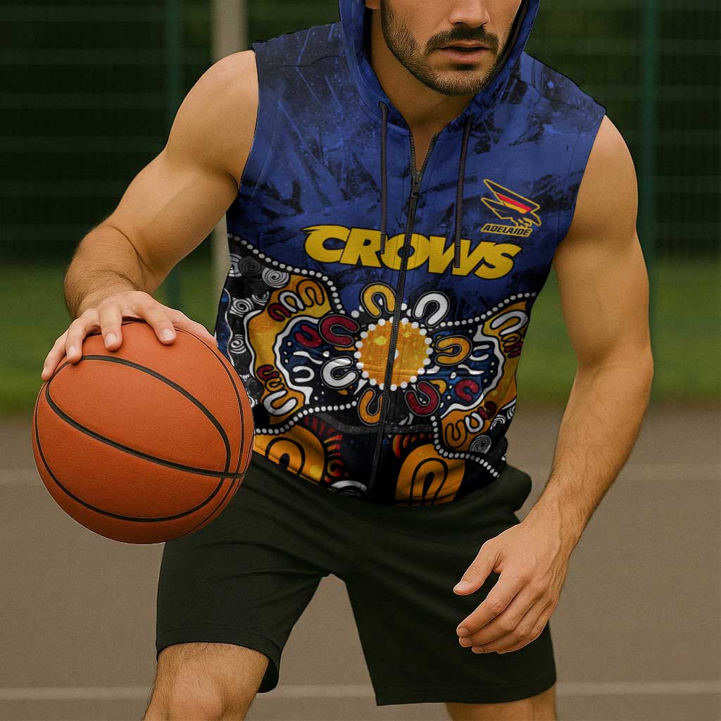 Personalized Adelaide Crows Sleeveless Zip Hoodie Aboriginal Dot Painting Graffiti Style