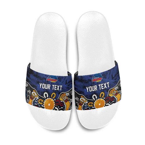 Personalized Adelaide Crows Slide Sandals Aboriginal Dot Painting Graffiti Style