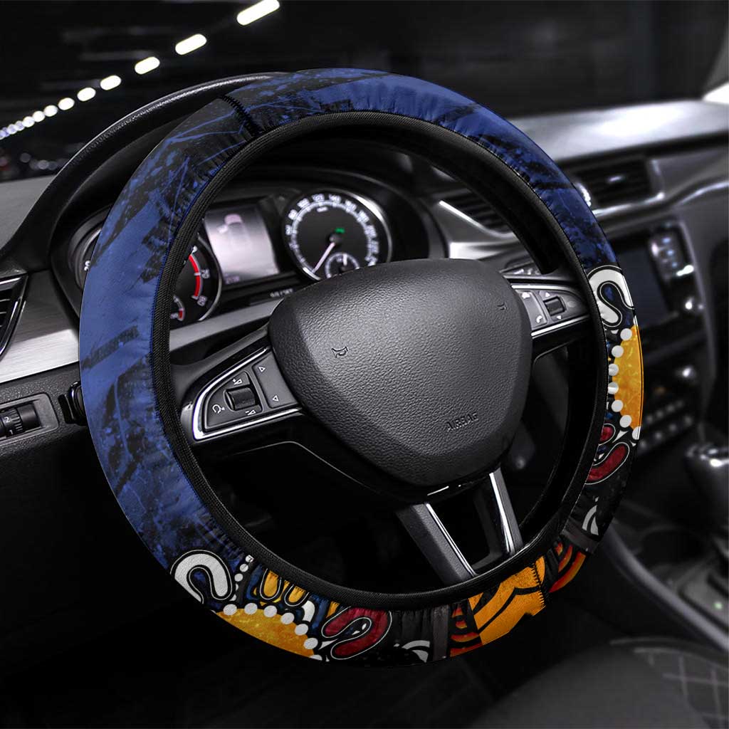 Adelaide Crows Steering Wheel Cover Aboriginal Dot Painting Graffiti Style