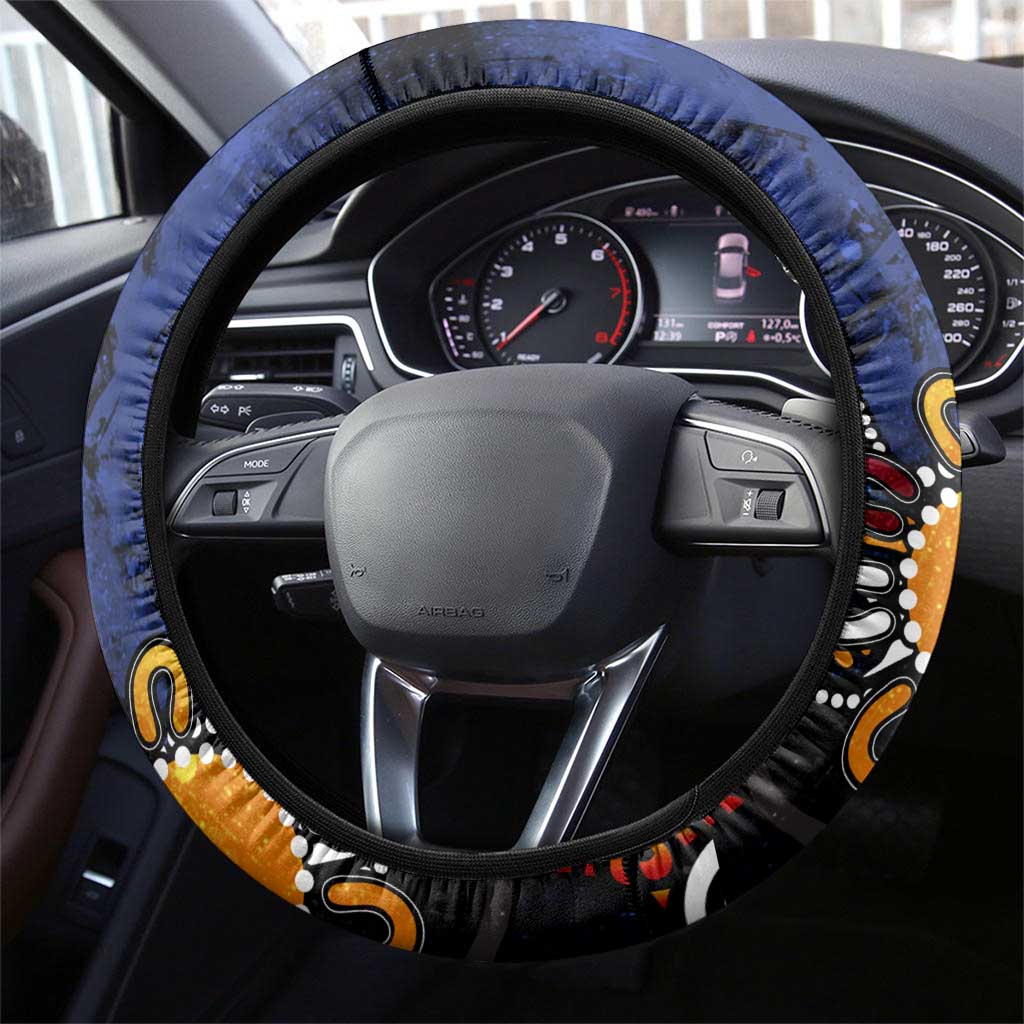 Adelaide Crows Steering Wheel Cover Aboriginal Dot Painting Graffiti Style