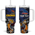 Personalized Adelaide Crows Tumbler With Handle Aboriginal Dot Painting Graffiti Style