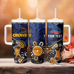 Personalized Adelaide Crows Tumbler With Handle Aboriginal Dot Painting Graffiti Style