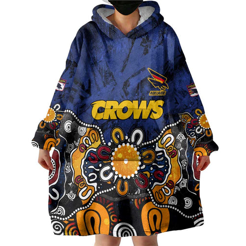 Personalized Adelaide Crows Wearable Blanket Hoodie Aboriginal Dot Painting Graffiti Style