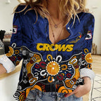 Personalized Adelaide Crows Women Casual Shirt Aboriginal Dot Painting Graffiti Style
