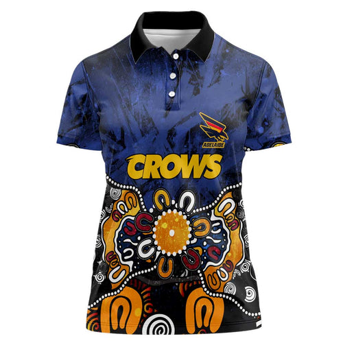 Personalized Adelaide Crows Women Polo Shirt Aboriginal Dot Painting Graffiti Style