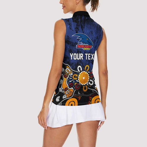 Personalized Adelaide Crows Women Sleeveless Polo Shirt Aboriginal Dot Painting Graffiti Style