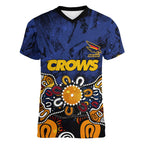 Personalized Adelaide Crows Women V-Neck T-Shirt Aboriginal Dot Painting Graffiti Style