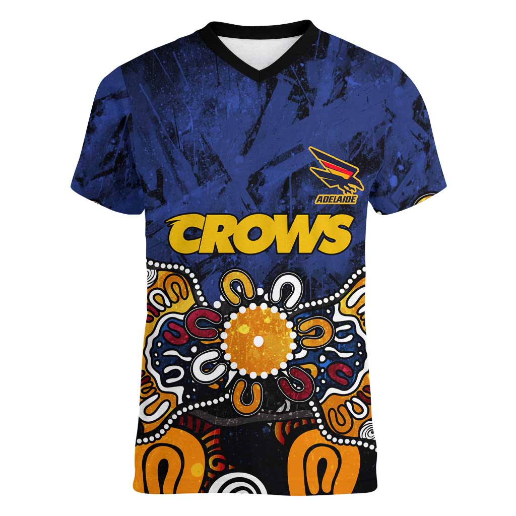 Personalized Adelaide Crows Women V-Neck T-Shirt Aboriginal Dot Painting Graffiti Style