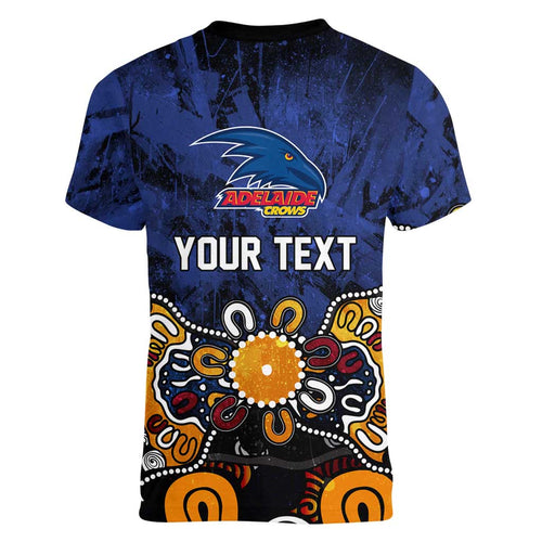 Personalized Adelaide Crows Women V-Neck T-Shirt Aboriginal Dot Painting Graffiti Style