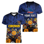 Personalized Adelaide Crows Women V-Neck T-Shirt Aboriginal Dot Painting Graffiti Style