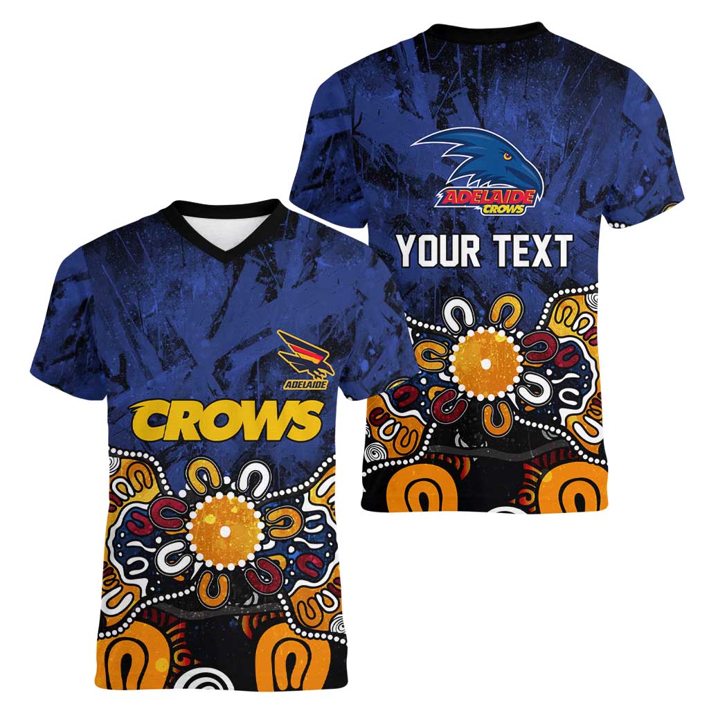 Personalized Adelaide Crows Women V-Neck T-Shirt Aboriginal Dot Painting Graffiti Style