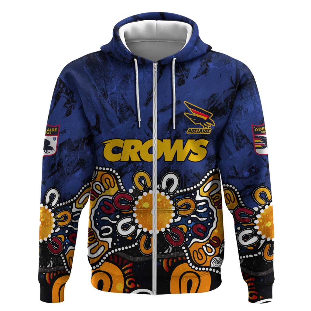 Personalized Adelaide Crows Zip Hoodie Aboriginal Dot Painting Graffiti Style