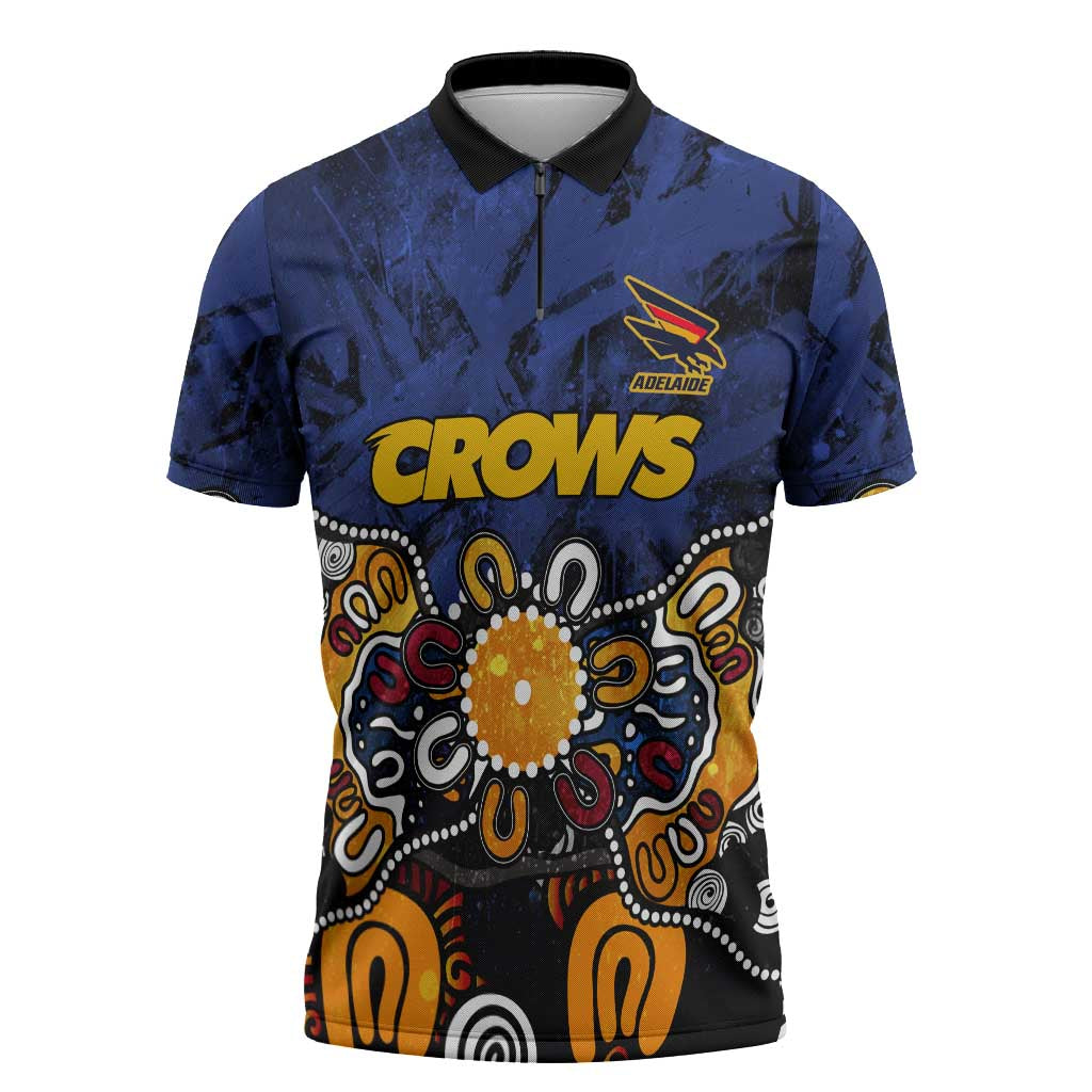 Personalized Adelaide Crows Zipper Polo Shirt Aboriginal Dot Painting Graffiti Style