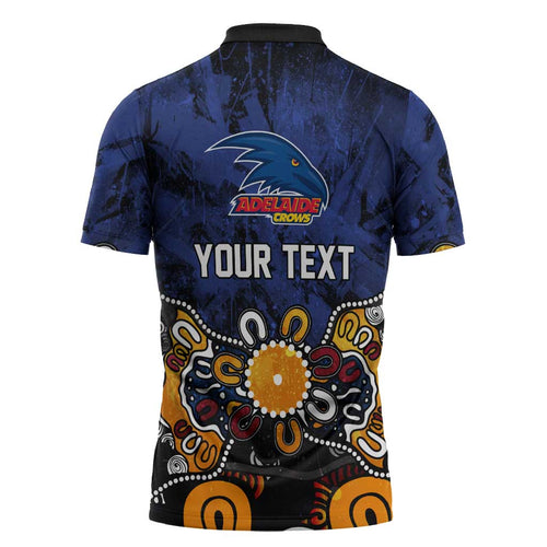 Personalized Adelaide Crows Zipper Polo Shirt Aboriginal Dot Painting Graffiti Style
