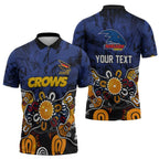 Personalized Adelaide Crows Zipper Polo Shirt Aboriginal Dot Painting Graffiti Style