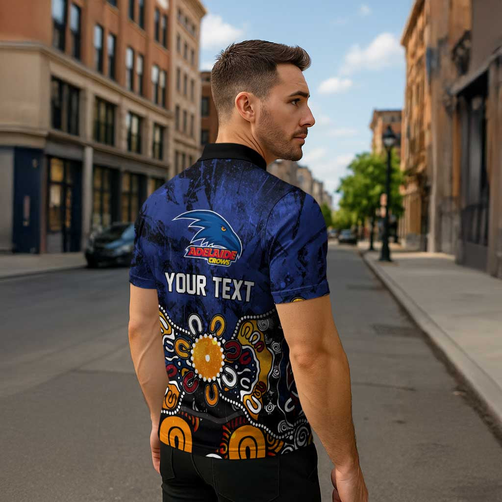 Personalized Adelaide Crows Zipper Polo Shirt Aboriginal Dot Painting Graffiti Style