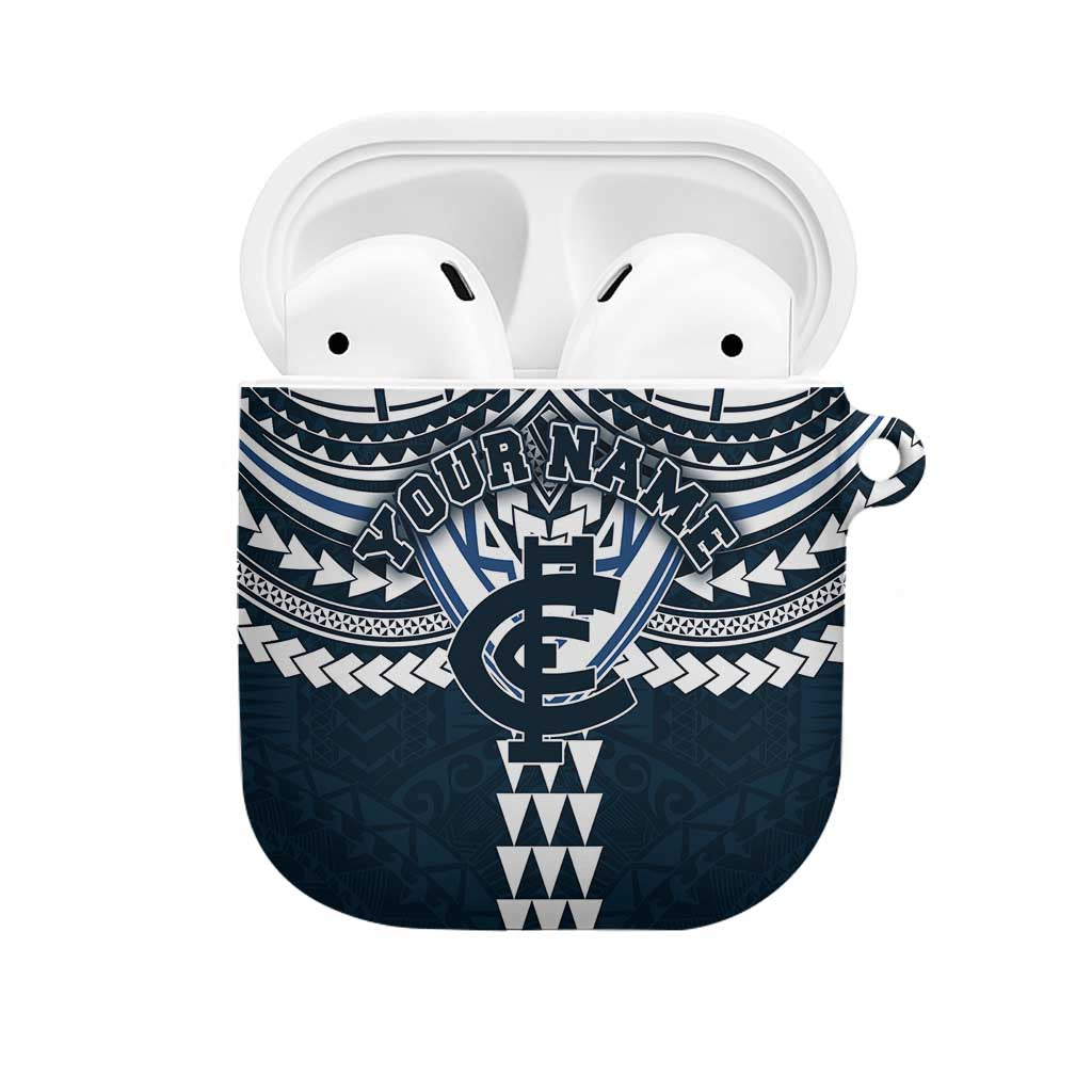 Personalized Carlton Blues AirPods Case Polynesian Tribal Pattern Heritage Football