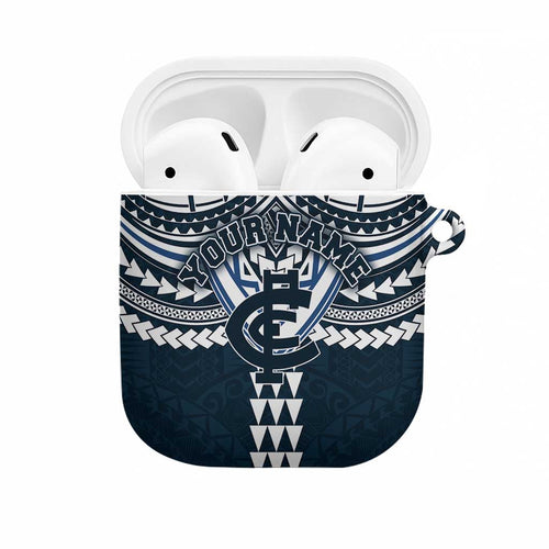 Personalized Carlton Blues AirPods Case Polynesian Tribal Pattern Heritage Football