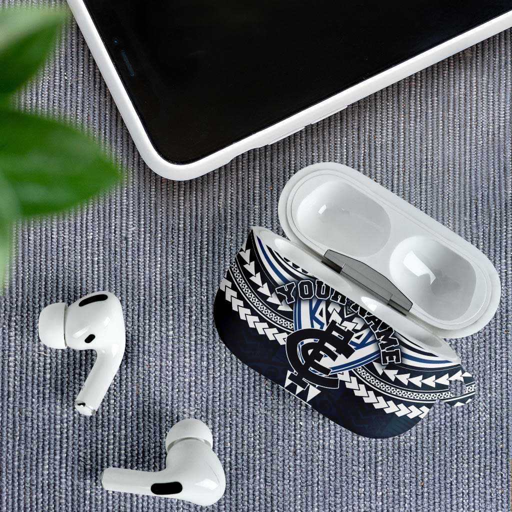 Personalized Carlton Blues AirPods Case Polynesian Tribal Pattern Heritage Football