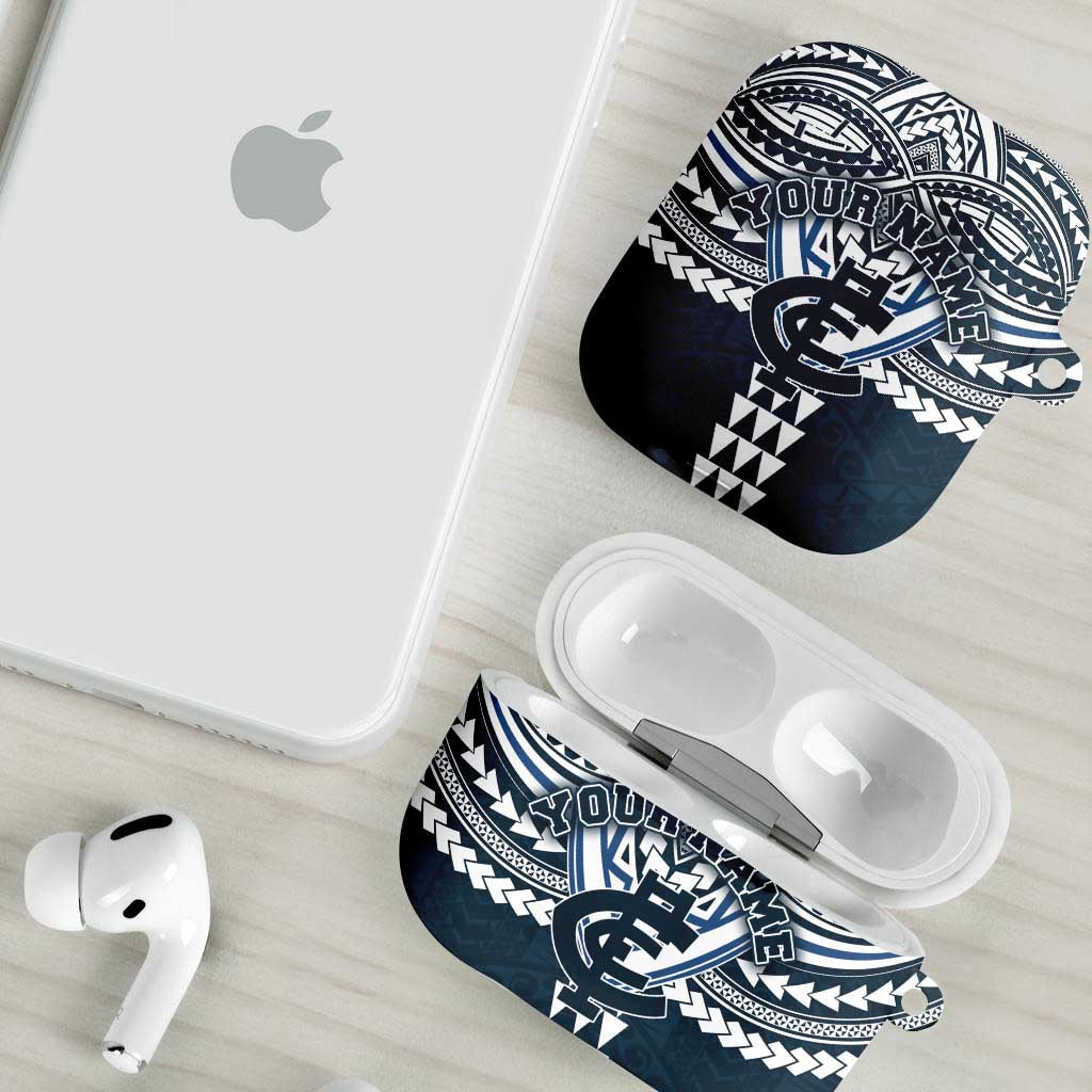 Personalized Carlton Blues AirPods Case Polynesian Tribal Pattern Heritage Football