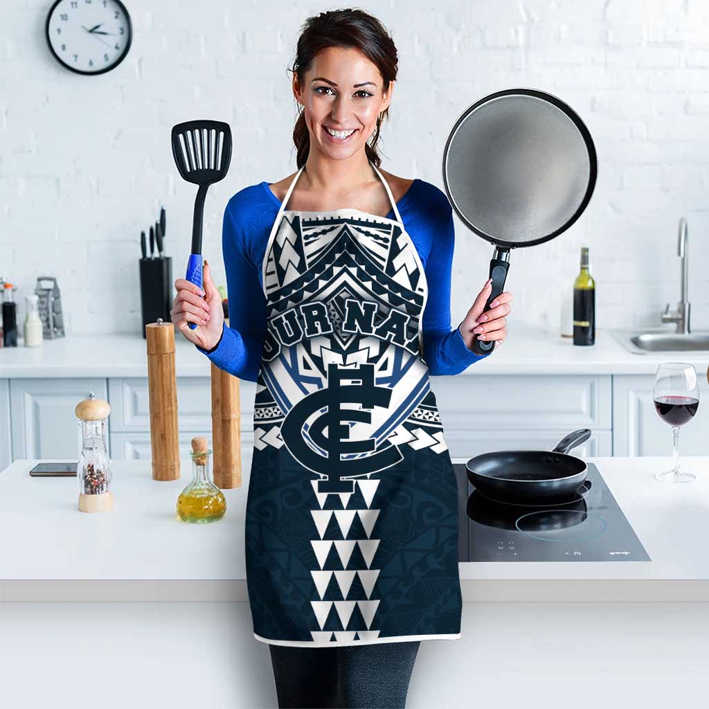 Personalized Carlton Blues Apron Polynesian Tribal Pattern Heritage Football