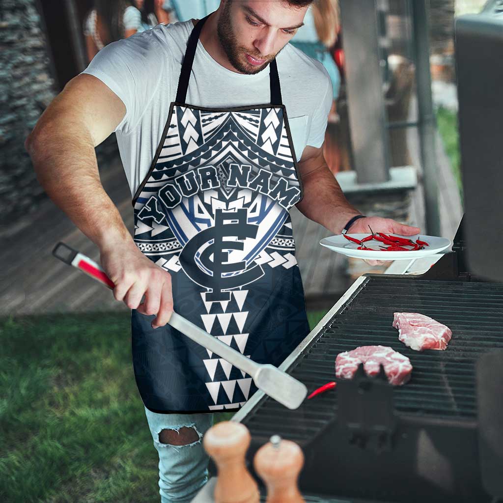 Personalized Carlton Blues Apron Polynesian Tribal Pattern Heritage Football