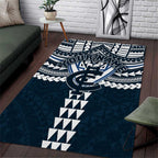 Personalized Carlton Blues Area Rug Polynesian Tribal Pattern Heritage Football