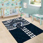 Personalized Carlton Blues Area Rug Polynesian Tribal Pattern Heritage Football