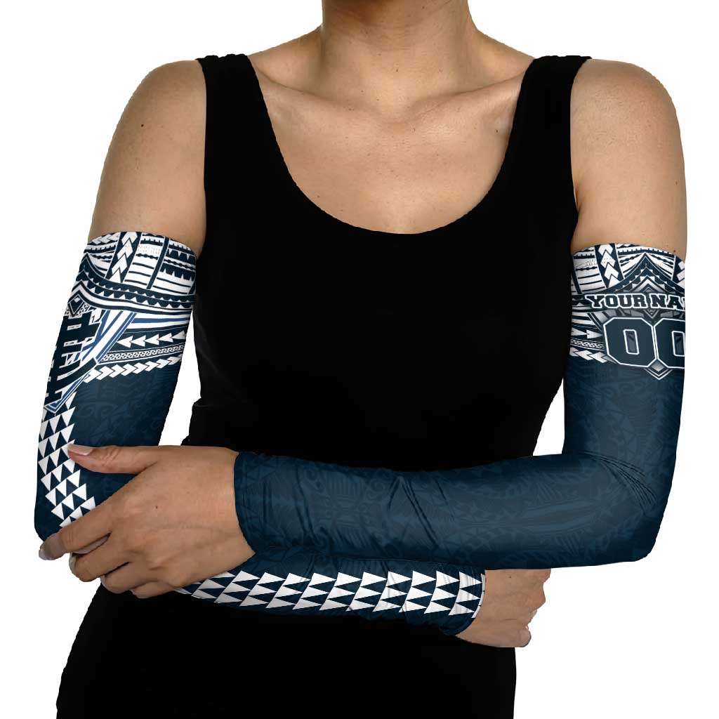 Personalized Carlton Blues Arm Sleeves Polynesian Tribal Pattern Heritage Football