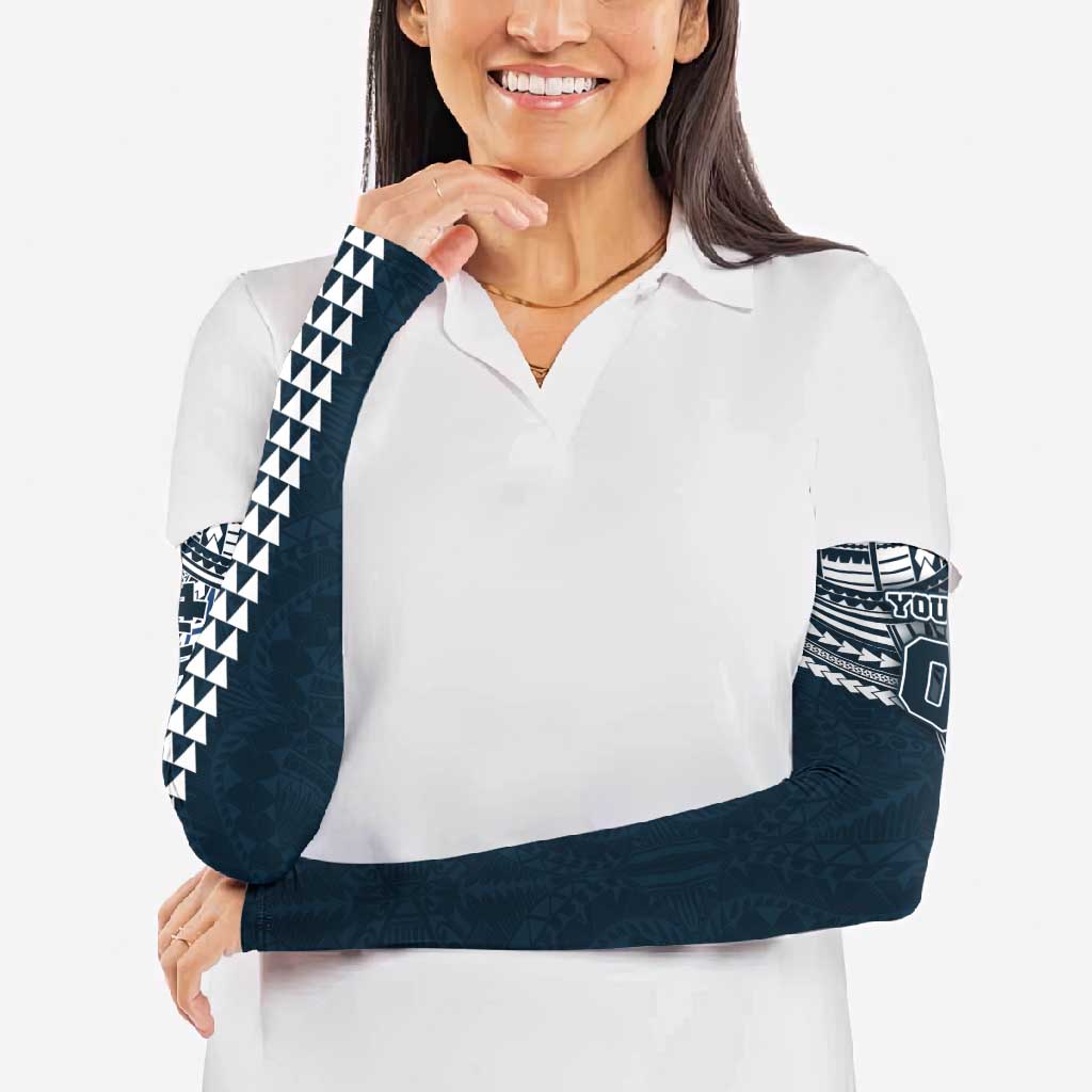 Personalized Carlton Blues Arm Sleeves Polynesian Tribal Pattern Heritage Football