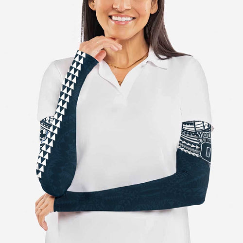 Personalized Carlton Blues Arm Sleeves Polynesian Tribal Pattern Heritage Football