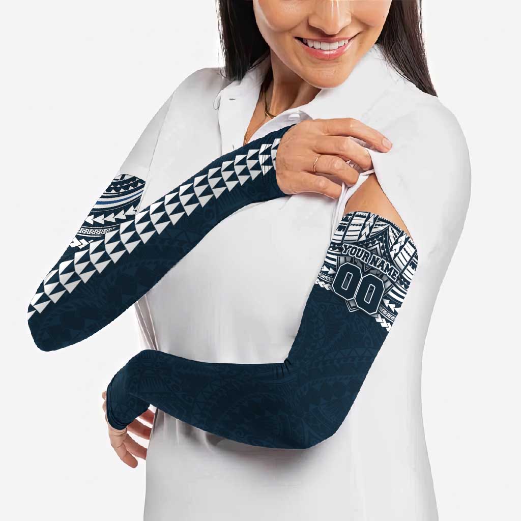 Personalized Carlton Blues Arm Sleeves Polynesian Tribal Pattern Heritage Football