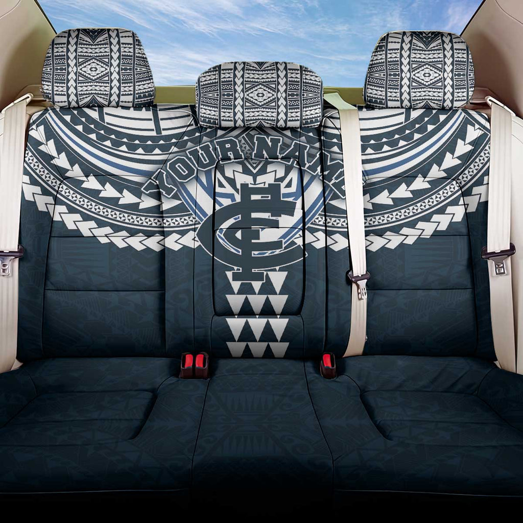 Personalized Carlton Blues Back Car Seat Cover Polynesian Tribal Pattern Heritage Football