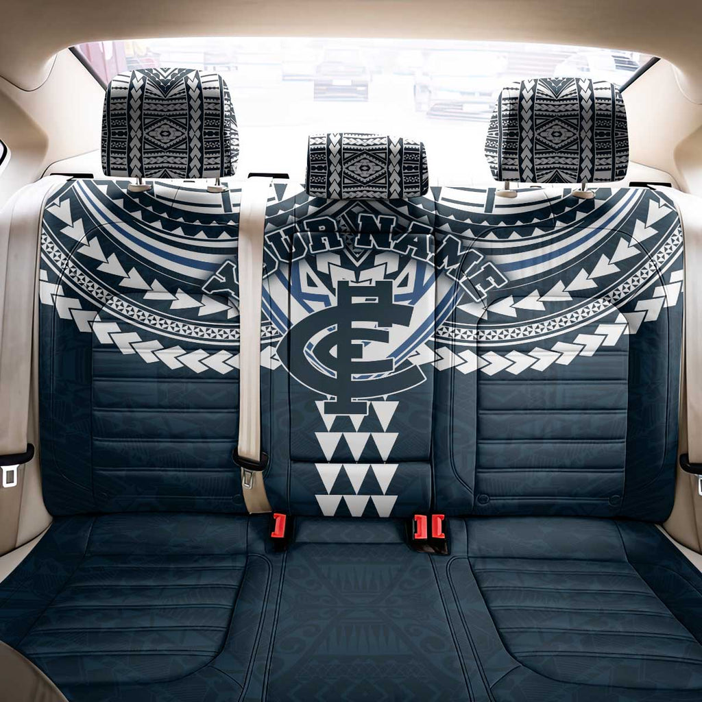 Personalized Carlton Blues Back Car Seat Cover Polynesian Tribal Pattern Heritage Football