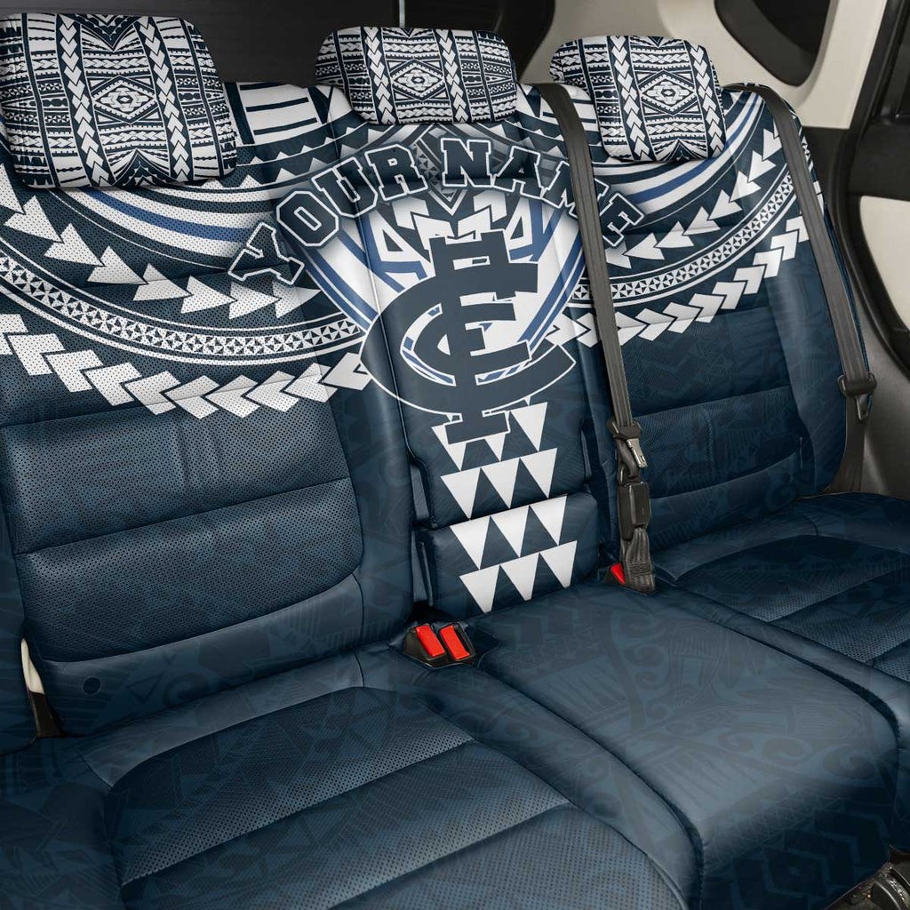 Personalized Carlton Blues Back Car Seat Cover Polynesian Tribal Pattern Heritage Football
