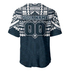 Personalized Carlton Blues Baseball Jersey Polynesian Tribal Pattern Heritage Football