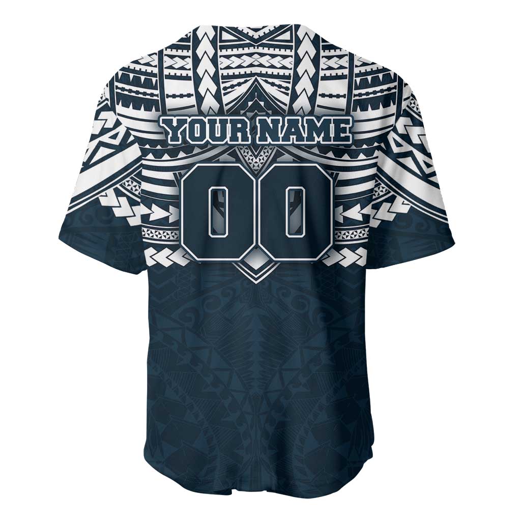 Personalized Carlton Blues Baseball Jersey Polynesian Tribal Pattern Heritage Football