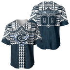 Personalized Carlton Blues Baseball Jersey Polynesian Tribal Pattern Heritage Football