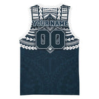 Personalized Carlton Blues Basketball Jersey Polynesian Tribal Pattern Heritage Football