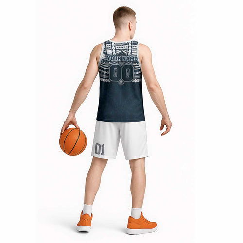 Personalized Carlton Blues Basketball Jersey Polynesian Tribal Pattern Heritage Football