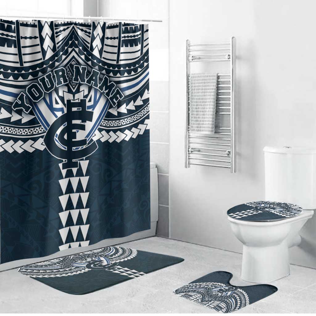 Personalized Carlton Blues Bathroom Set Polynesian Tribal Pattern Heritage Football