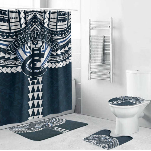 Personalized Carlton Blues Bathroom Set Polynesian Tribal Pattern Heritage Football
