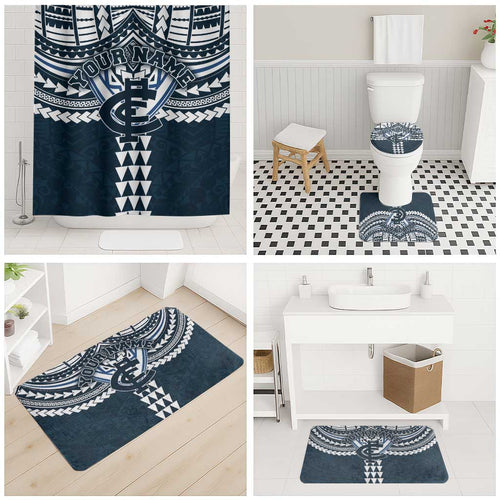 Personalized Carlton Blues Bathroom Set Polynesian Tribal Pattern Heritage Football