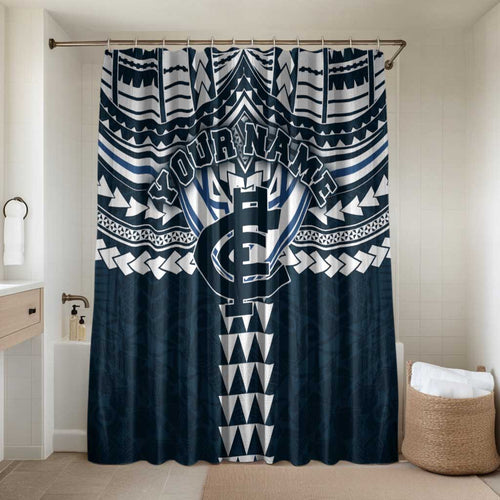 Personalized Carlton Blues Bathroom Set Polynesian Tribal Pattern Heritage Football