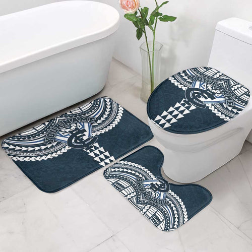 Personalized Carlton Blues Bathroom Set Polynesian Tribal Pattern Heritage Football