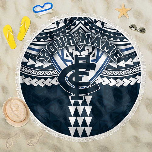 Personalized Carlton Blues Beach Blanket Polynesian Tribal Pattern Heritage Football