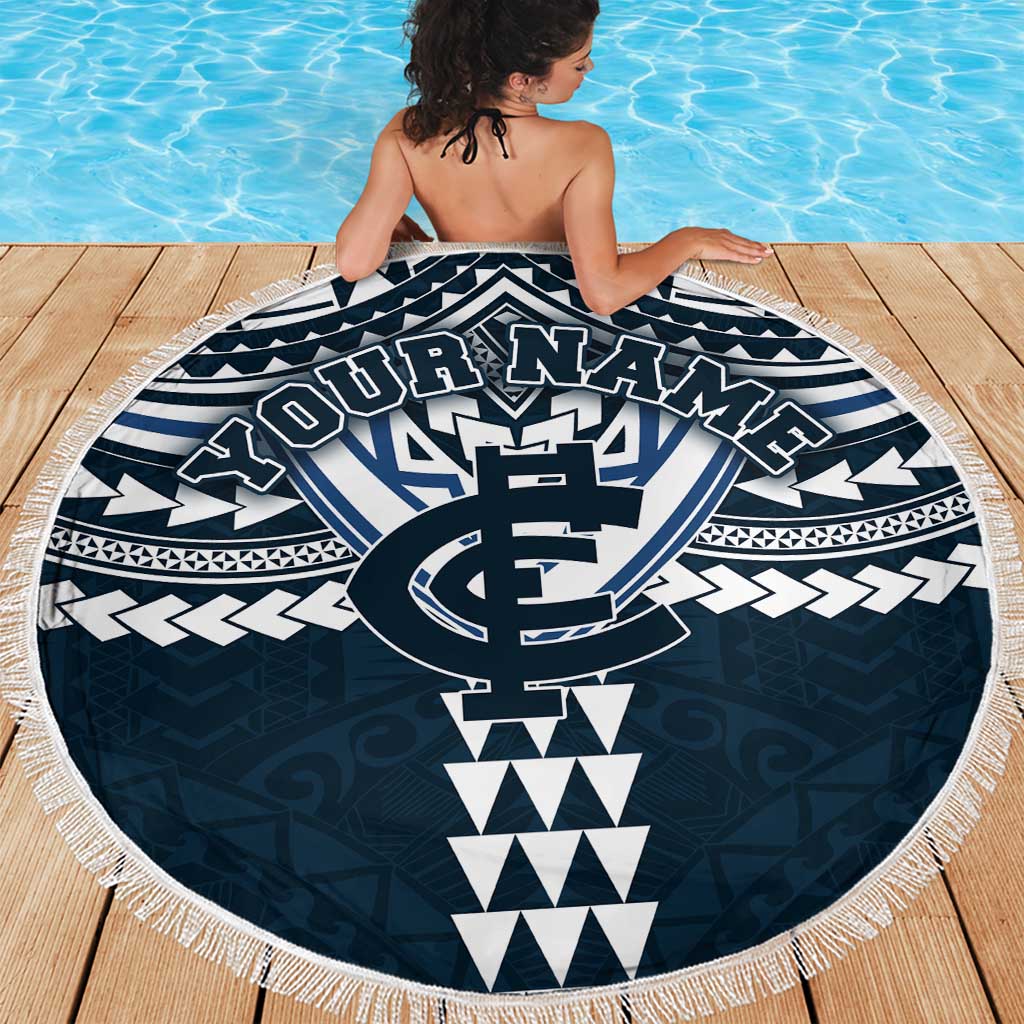 Personalized Carlton Blues Beach Blanket Polynesian Tribal Pattern Heritage Football