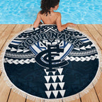 Personalized Carlton Blues Beach Blanket Polynesian Tribal Pattern Heritage Football